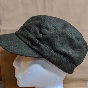 Women's Wool-blend Military Style Hat With Button Detail